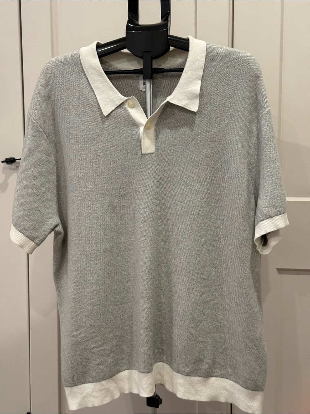 GAP | Gray & White Textured Sweater Polo | Very Soft 100% Cotton | Sz XXL $45